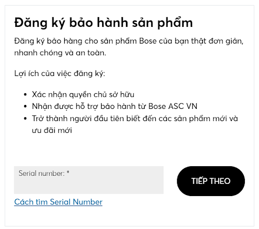 Đăng kí bảo hành sản phẩm